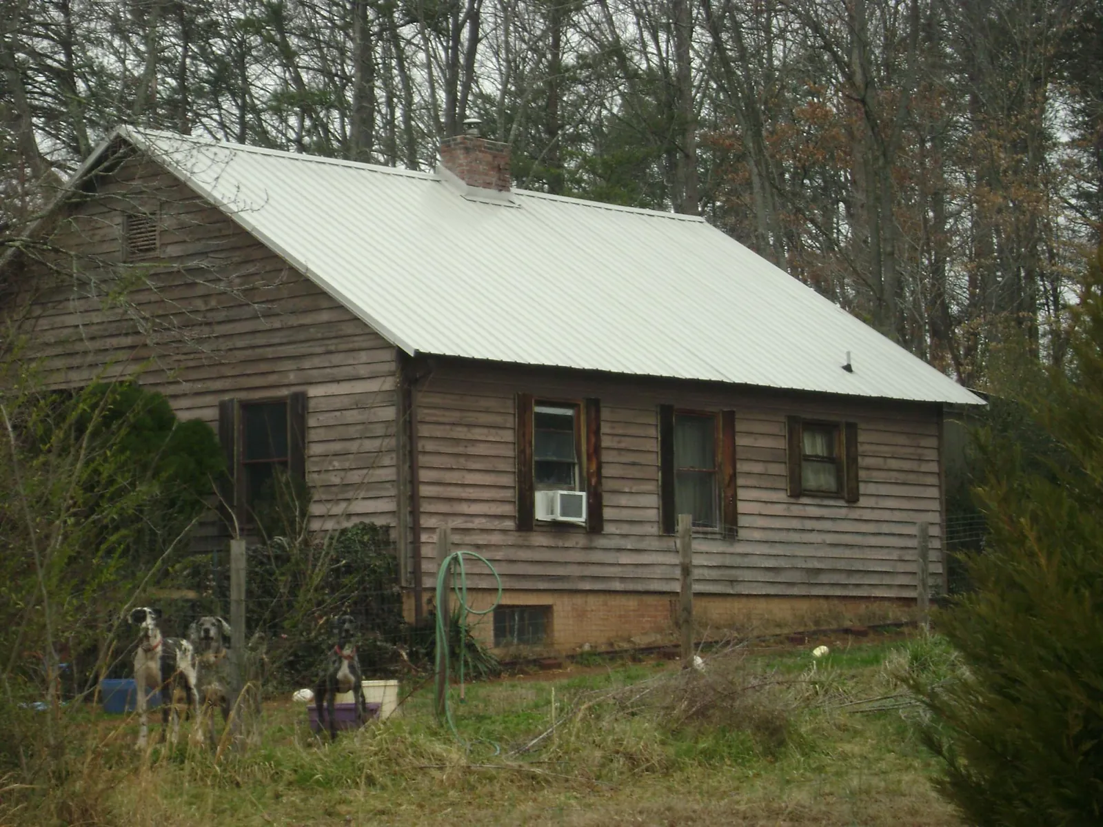 White metal roof on an old wood sided farmhouse, from a Asphalt Shingle Roof Repair job in Little York